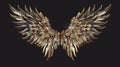 Majestic Silver and Gold Angel Wings Against Black Background. Generative Ai Royalty Free Stock Photo