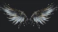 Majestic Silver and Gold Angel Wings Against Black Background. Generative Ai Royalty Free Stock Photo