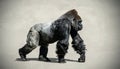 Majestic Silverback Gorilla Walking in Profile Royalty Free Stock Photo