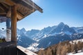 Majestic snow covered mountains seen from resort against clear blue sky in alps Royalty Free Stock Photo