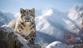 Majestic snow leopard, a beauty in nature, looking at camera generated by AI Royalty Free Stock Photo