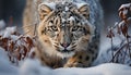 Majestic snow leopard, a beauty in nature, looking at camera generated by AI Royalty Free Stock Photo