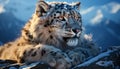 Majestic snow leopard, a beauty in nature, looking at camera generated by AI Royalty Free Stock Photo