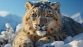 Majestic snow leopard, a beauty in nature, looking at camera generated by AI Royalty Free Stock Photo