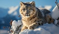 Majestic snow leopard, a beauty in nature, looking at camera generated by AI Royalty Free Stock Photo