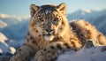 Majestic snow leopard, a beauty in nature, looking at camera generated by AI Royalty Free Stock Photo