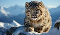 Majestic snow leopard, a beauty in nature, looking at camera generated by AI Royalty Free Stock Photo