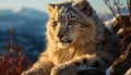 Majestic snow leopard, wild beauty in nature, looking away generated by AI Royalty Free Stock Photo