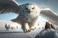 Beautiful Snowy Owl Picture set. taking flight, prey in the snow, spreading its wings and more. Royalty Free Stock Photo