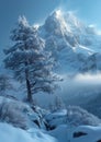 Majestic Solitude: A Zoomed Out View of Niflheim\'s Icy Wonderlan Royalty Free Stock Photo