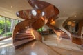 Whirling Elegance A Spiraling Staircase in a Lavish Residence