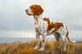 Majestic Spotted Dog in Profile Standing in Golden Field with Cloudy Sky Animal Portrait in Natural Landscape Royalty Free Stock Photo