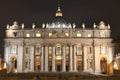 Majestic St. Peter's Basilica by night in Rome, Vatican, Italy Royalty Free Stock Photo