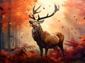 Majestic Stag braying Wild Red Deer