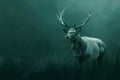Majestic Stag in Misty Forest, Wildlife Scene