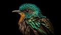 Majestic starling perching on branch, iridescent feathers shining brightly generated by AI