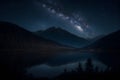 Majestic Starry Night Over Mountains, Tranquil Lake Royalty Free Stock Photo