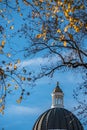 California Capitol Building Golden Cupola With Fall Leaves