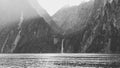 Majestic Stirling Falls, Milford Sound, Fiordland national park, South Island, New Zealand. Royalty Free Stock Photo