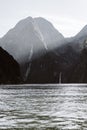 Majestic Stirling Falls, Milford Sound, Fiordland national park, South Island, New Zealand. Royalty Free Stock Photo