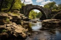 Majestic Stone arch river. Generate Ai