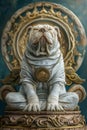 Majestic Stone Bulldog Sculpture in Royal Ornate Setting with Artistic Background
