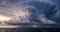 Majestic storm clouds over the ocean with dramatic weather formation Royalty Free Stock Photo