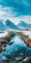 The Majestic Stream And Snowy Mountains In 8k And 32k Uhd Royalty Free Stock Photo
