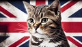 Majestic striped feline stares at camera patriotically generated by AI