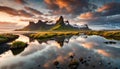 Majestic summer scene of Stokksnes headland with Vestrahorn (Batman