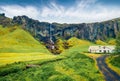 Majestic summer view of Foss a Sidu Waterfall. Splendid morning landscape  of Iceland, Europe. Beautiful outdoor scene of counrysi Royalty Free Stock Photo