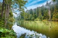 Majestic summer view of mountain lake Lacul Rosu or Red Lake or Killer Lake Royalty Free Stock Photo