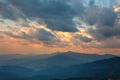 Majestic Sundown Sky and Mountains Range Royalty Free Stock Photo