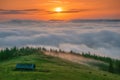 Majestic sunrise in the Carpathian mountains, Ukraine