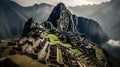 Majestic Sunrise over the Historic Sanctuary of Machu Picchu, the Iconic Inca Ruins in Peru, Inca heritage Royalty Free Stock Photo