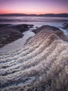Dead sea first light over salt crystals shore - nature of Israel