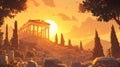 Majestic Sunset at Ancient Greek Temple Ruins Royalty Free Stock Photo