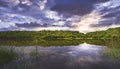 Majestic Sunset at the Chickakoo lake. Royalty Free Stock Photo