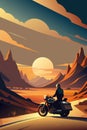 Majestic Sunset Motorcycle Ride Through Scenic Mountain Landscape