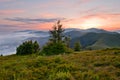 Majestic sunset in the mountains. Dramatic scene. Carpathian, Ukraine, Europe