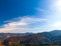 Majestic sunset in the mountains landscape. Aerial view of Dzembronya. Carpathian, Ukraine, Europe Royalty Free Stock Photo