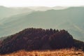 Majestic sunset in mountains landscape. View from high mountain on picturesque landscape autumn Carpathian. Ukraine, Europe Royalty Free Stock Photo