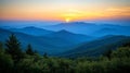 Majestic Sunset Over Blue Ridge Mountains Landscape Royalty Free Stock Photo