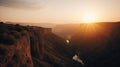 A majestic sunset over a canyon with dramatic shadows and highlights Royalty Free Stock Photo