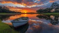 Majestic Sunset Over Golf Course With Pond Royalty Free Stock Photo