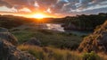 Majestic Sunset Over New Zealand\'s Iconic Landscape.