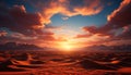 Majestic sunset over tranquil sand dunes and mountains generated by AI Royalty Free Stock Photo