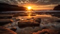 Majestic sunset over tranquil waters, reflecting natural beauty and serenity generated by AI Royalty Free Stock Photo