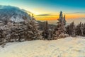 Majestic sunset and winter landscape,Carpathians,Romania,Europe Royalty Free Stock Photo