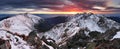 Majestic sunset in winter mountains landscape Royalty Free Stock Photo